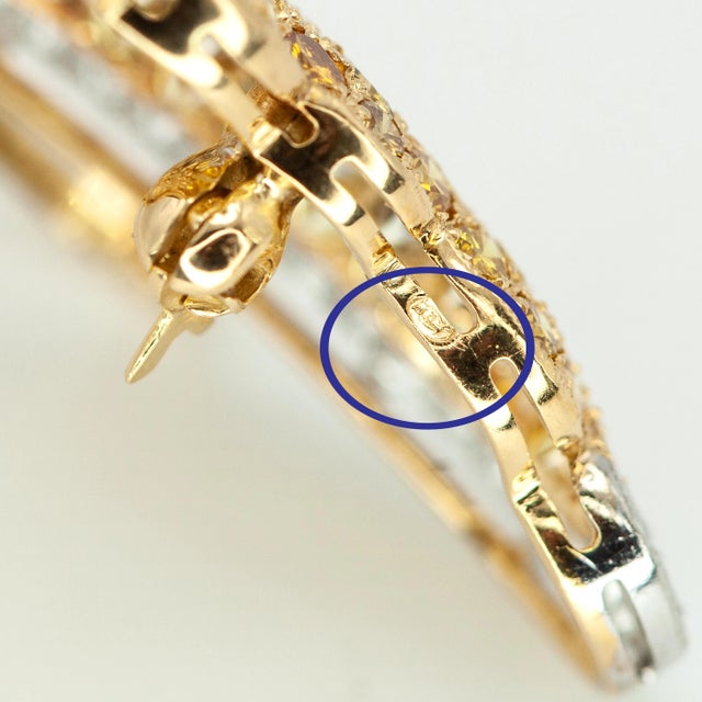 18k Yg and Wg Fancy Yellow & White Diamond Butterfly Brooch For Sale - Image 9 of 12