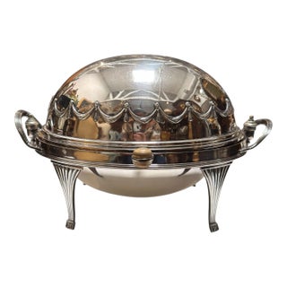 Antique Mappin & Webb Regency Silver Rotating Dome Breakfast Entre Dish For Sale