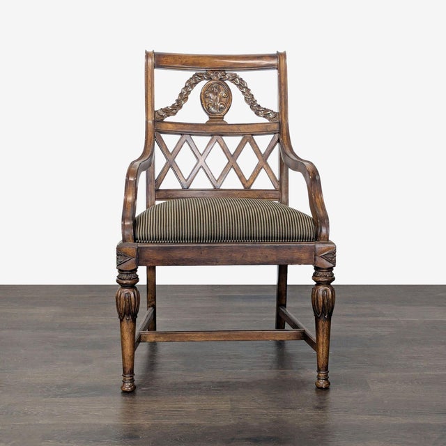 Set consists of 4 side chairs and 2 armchairs with carved back and legs. Brand: Fine Furniture Design. Dimensions (in):...