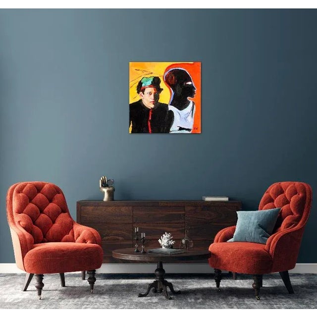 Contemporary Modern Contemporary Pop Art Portrait (24″×24″, Original Oil on Canvas) For Sale - Image 3 of 5