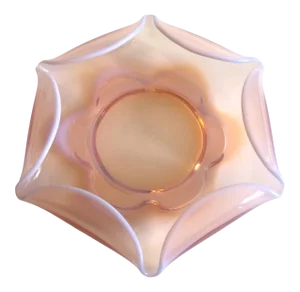 Vintage Mid Century Modernist Blush Light Pink Art Glass Flower Petal Bowl