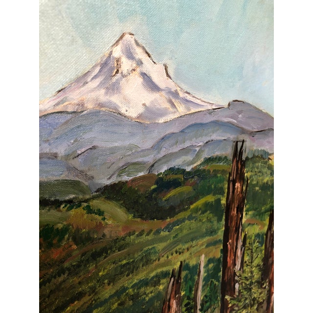 Cabin Vintage Landscape Oil Painting For Sale - Image 3 of 8