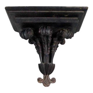 18th Century Anglo Indian Ebonized Mahogany Hanging Wall Bracket Shelf For Sale