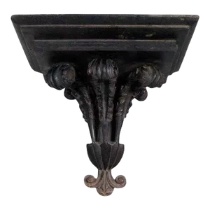 18th Century Anglo Indian Ebonized Mahogany Hanging Wall Bracket Shelf
