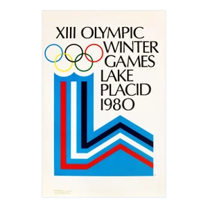 1980 Original Vintage Lake Placid Winter Olympics Poster, Logo