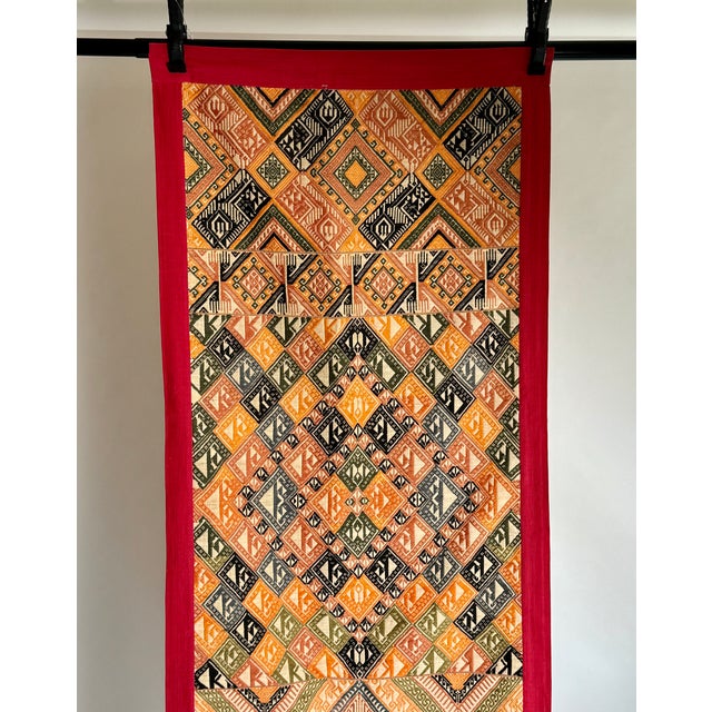 Tribal Mid 20th Century Colorful Hand-Embroidered Runner For Sale - Image 3 of 9