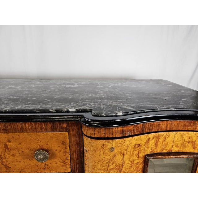 Chippendale Sideboard with Marble Top and Sliding Glass, Italy, 1920s For Sale - Image 9 of 18