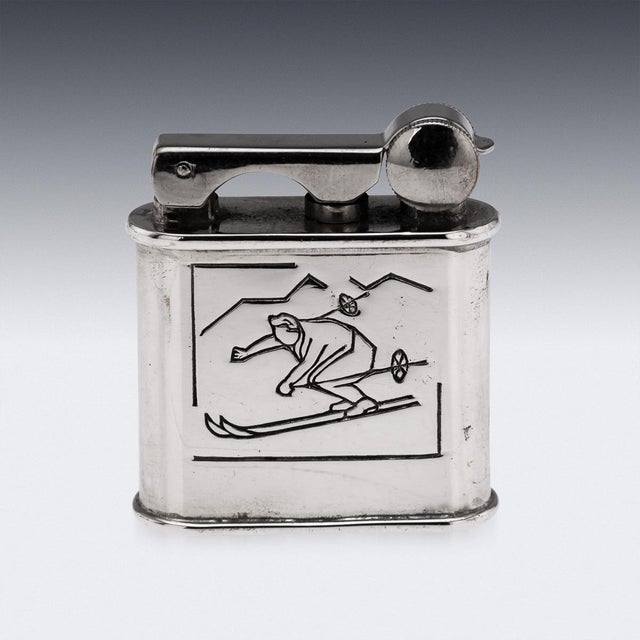 French Chrome-Plated Skiier Lighter by Arthus Bertrand, 1950s For Sale - Image 10 of 12