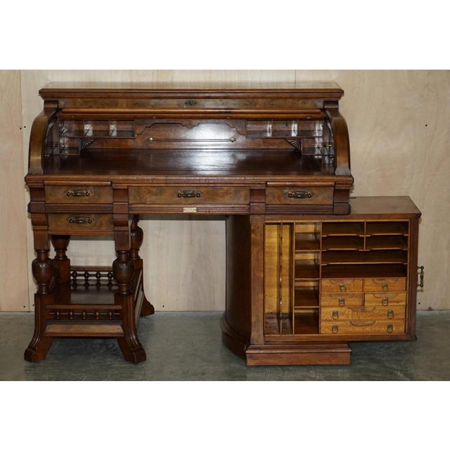 Antique Victorian Walnut Tambour Desk from Shannon File Co., 1880s For Sale - Image 18 of 18