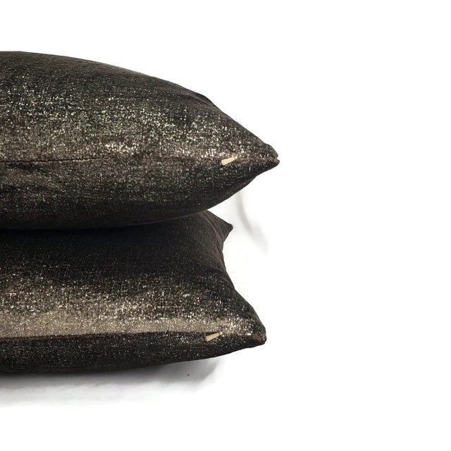 Not Yet Made - Made To Order Brown Plush Velvet With Silver Metallic Pillow Cover For Sale - Image 5 of 7