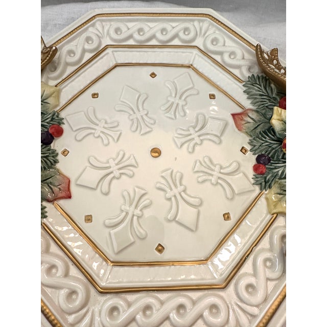 Fitz and Floyd Fitz & Floyd "Snowy Woods Octagonal Serving Platter For Sale - Image 4 of 8