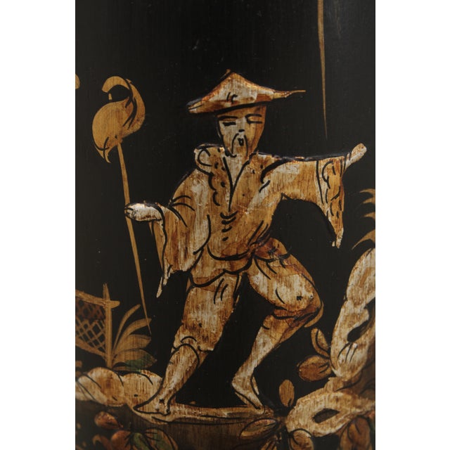 Black Lacquered Italian Chinoiserie Pedestal Stand For Sale - Image 14 of 15