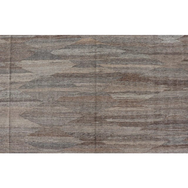 Hand-Woven Kilim Rug by Keivan Woven Arts, Gray Diamond Design 8'8 X 12'7 For Sale In Atlanta - Image 6 of 13