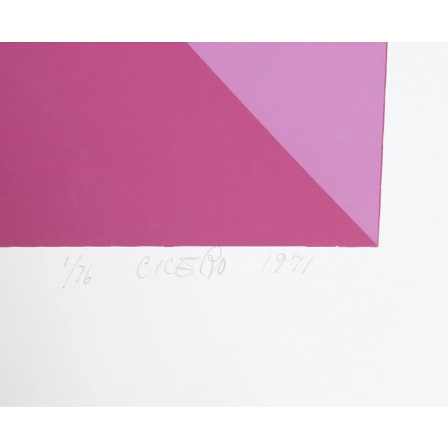 Abstract 1970s Purple Silk Screen by Carmen Cicero For Sale - Image 3 of 4