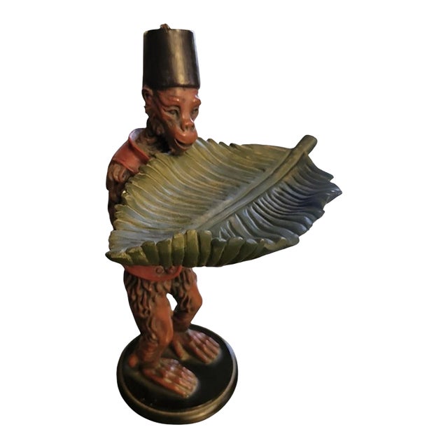 Vintage Monkey Butler Palm Beach Regency Style Catchall Card Holder For Sale
