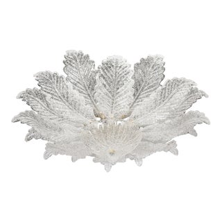 Modernist Hand-Blown Mottled Murano Glass Acanthus Flush Mount For Sale
