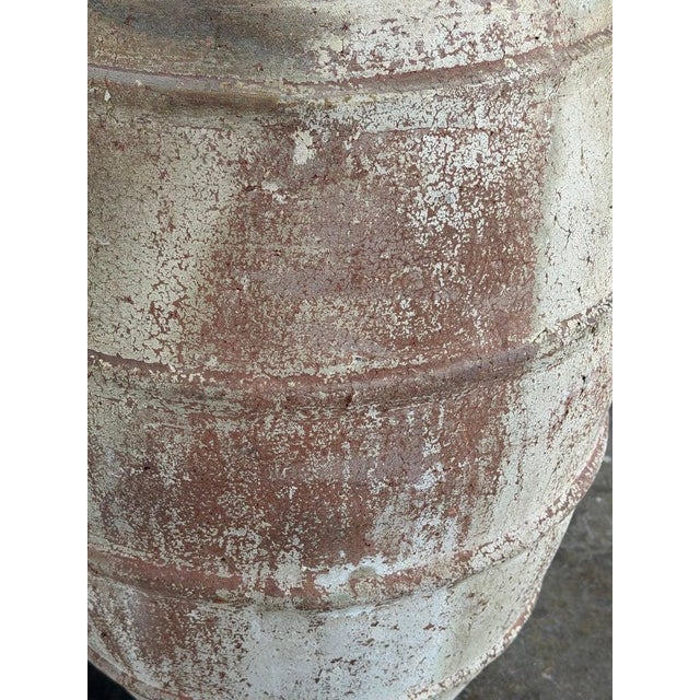 Monumental Ribbed Terracotta Planter With Heavily Distressed Patina For Sale - Image 11 of 11
