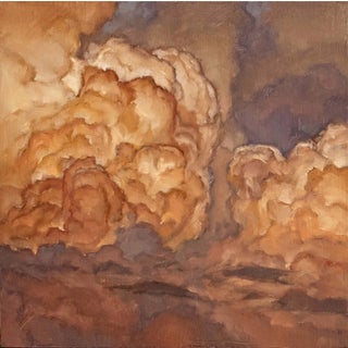Cloud Composition 4 by Jesse Mangerson | Oil On Panel Painting of clouds in a sky For Sale