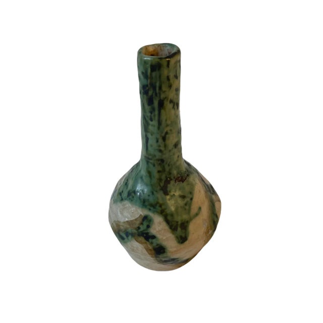Ceramic Antique Arts & Crafts Organic Form Drip Glaze Pottery Vase For Sale - Image 7 of 11