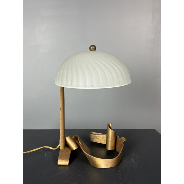 Art Deco Style Handcrafted Wrought Iron Desk Lamp, 1980s For Sale - Image 6 of 18