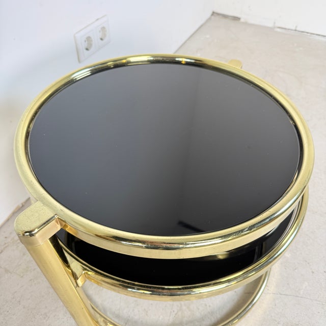 Vintage Hollywood Regency Swivel Cascade Coffee Table with Black Glass, Germany, 1970s For Sale - Image 10 of 12