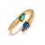 Contemporary Sapphire & Emerald Teardrop Glow Gold Adjustable Ring, Size 8 For Sale - Image 3 of 8