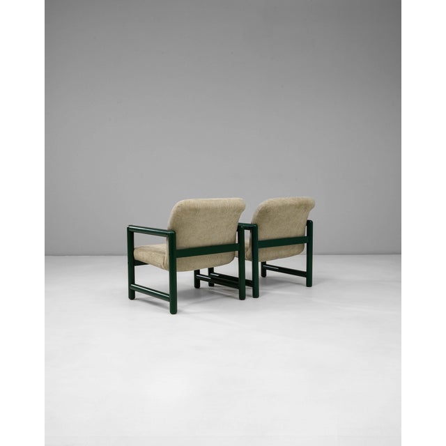 Mid 20th Century 20th Century Czech Lounge Chairs With Green Tubular Frames - A Pair For Sale - Image 5 of 18