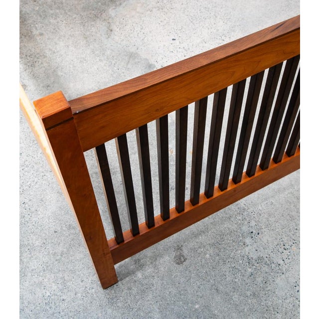 1960s Mid Century Modern Headboard Bed Frame Stickley Queen Sz Walnut Cherry Vintage For Sale - Image 10 of 12