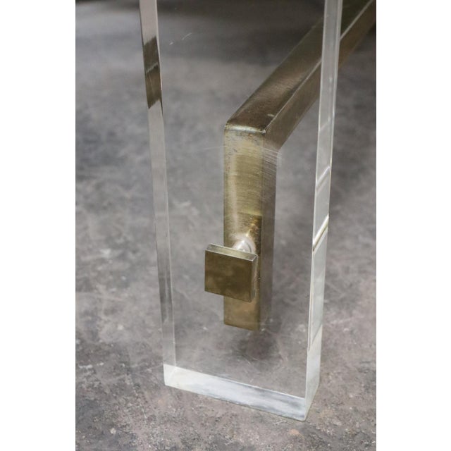 Dining Table in Travertine, Gold-Tone Metal and Acrylic Glass, 1970s For Sale - Image 17 of 18