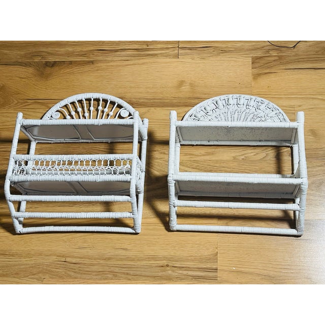 Vintage White Wicker Wall Shelve For Sale In Miami - Image 6 of 8