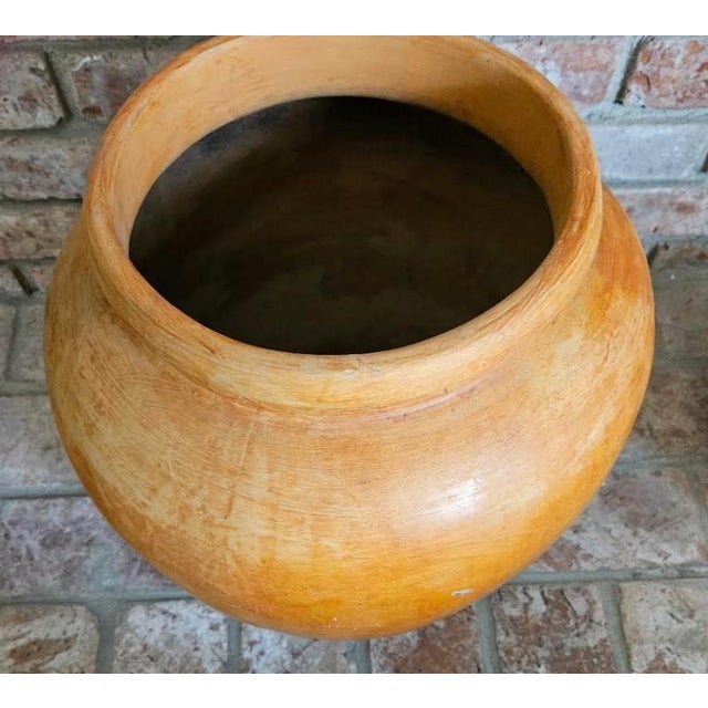 Terra Cotta Vintage 1970s Mexican Artistic Hand Made Glazed Clay Water Jug Pot Planter For Sale - Image 8 of 9