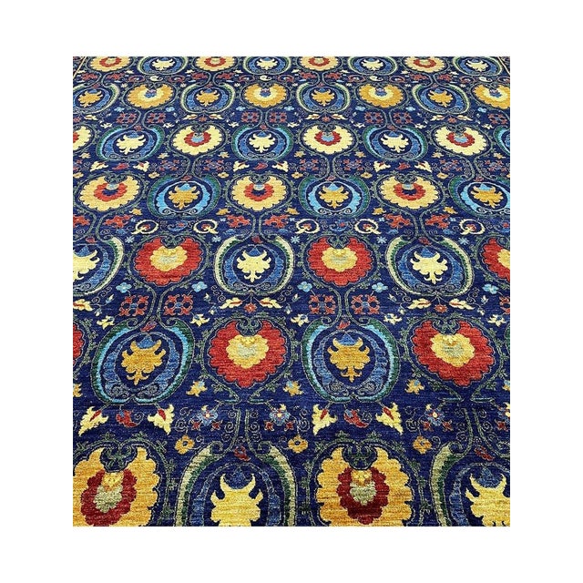 1990s 1990s Handwoven Transitional Suzani Area Rug 10x13 For Sale - Image 5 of 8