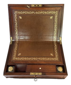 Early 19th Century English Mahogany & Brass-Inlaid Writing Slope/Lap Desk