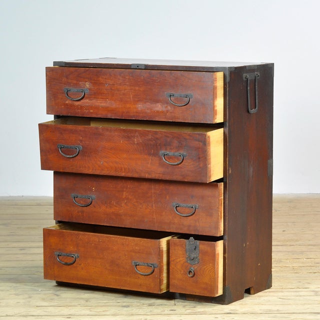 Japanese Tansu Chest of Drawers, 1890 For Sale - Image 4 of 11