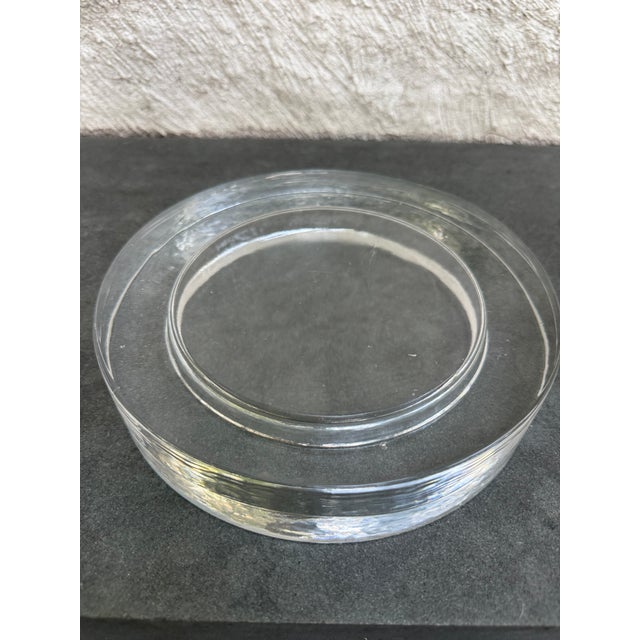 Seguso A.V. Vintage Block Glass Catcall Ashtray 8.5”d For Sale - Image 4 of 4