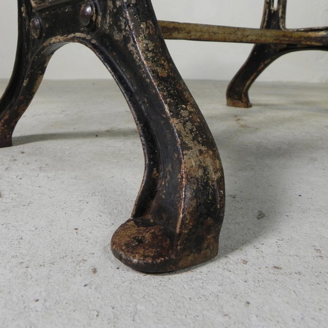Industrial Cast Iron Garden Table with Stone Top, 1930s For Sale - Image 18 of 18