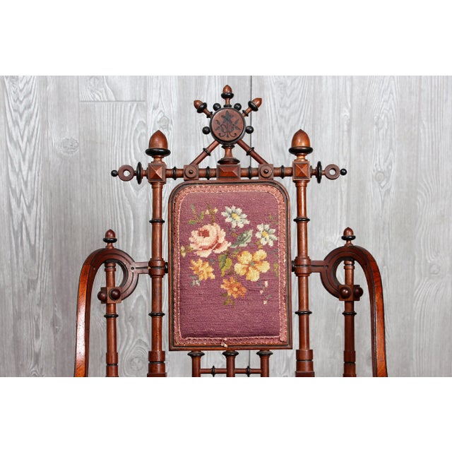 Hunzinger Needlepoint Walnut Chair | Chairish