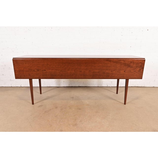 Eldred Wheeler Early American Shaker Solid Cherry Wood Drop Leaf Harvest Dining Table, Newly Refinished For Sale - Image 9 of 13
