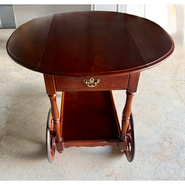 Oxblood Red Tea Trolley With Drop Leaf Sides For Sale - Image 8 of 12
