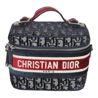 Blue Red Velvet Oblique Diortravel Vanity Case For Sale