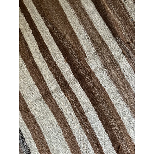 Vintage Striped Kilim | Undyed Organic Wool | 4'3" X 7'11" For Sale - Image 4 of 5
