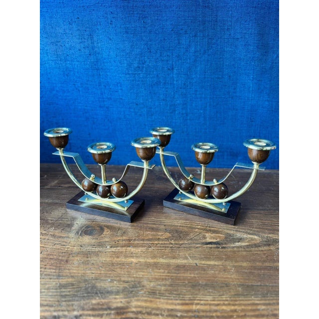 Minimalist Art Deco Candlesticks, 1930s, Set of 2 For Sale - Image 11 of 12
