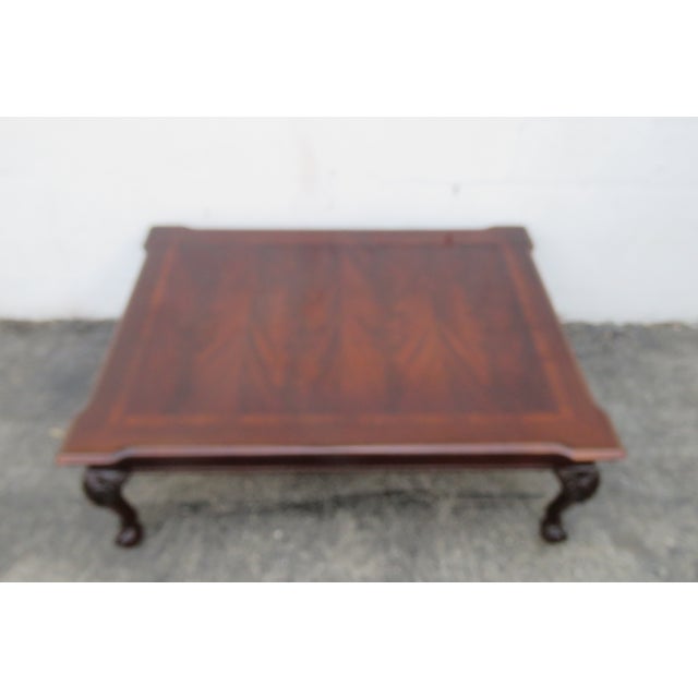 Chippendale Chippendale Carved Ball and Claw Feet Flame Mahogany Coffee Table 5869 For Sale - Image 3 of 11