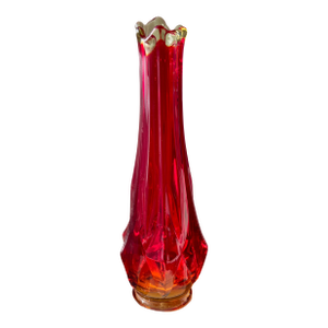 1970s Orange, Red & Yellow Kanawha Swung Glass Bud Vase
