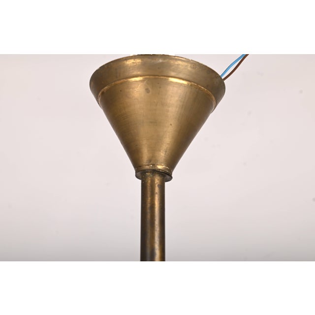 Art Deco Cascade Pendant Light in Brass and Opaline Glass, 1930s For Sale - Image 6 of 9