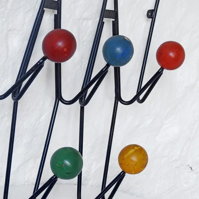 1960s Mid-Century Modern Wall Coat Rack by Roger Feraud for Dupré-Hauser, France, 1950s For Sale - Image 5 of 10
