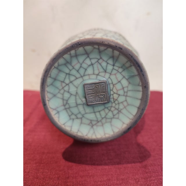 Chinese Ceramic Vase Guan Ware Crackle Glaze Celadon Vase For Sale In Seattle - Image 6 of 11