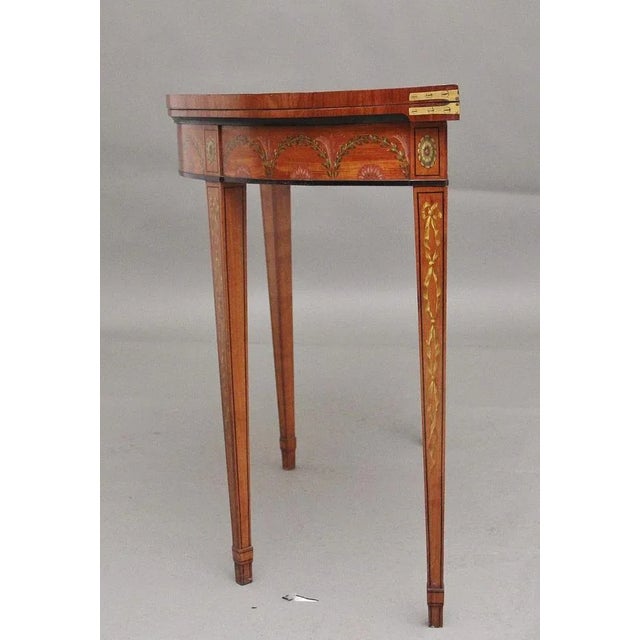 Early 19th Century Antique Painted Satinwood Card Table, 1820 For Sale - Image 5 of 12