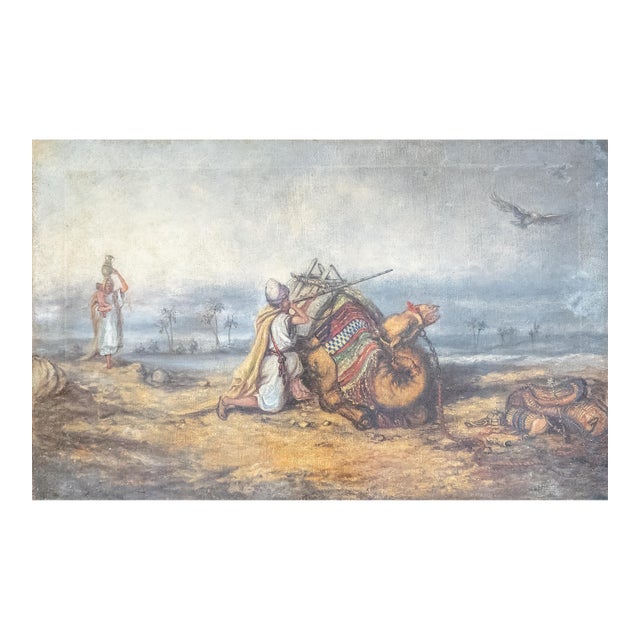 Early 20th Century Orientalist Oil Painting "An Arab Defending His Family" After Carl Haag For Sale