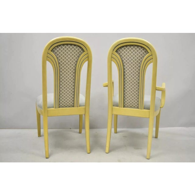 Mid 20th Century Vintage Art Deco Upholstered Back Lacquered Dining Chairs Attributed to Henredon Set of 6 For Sale - Image 10 of 12